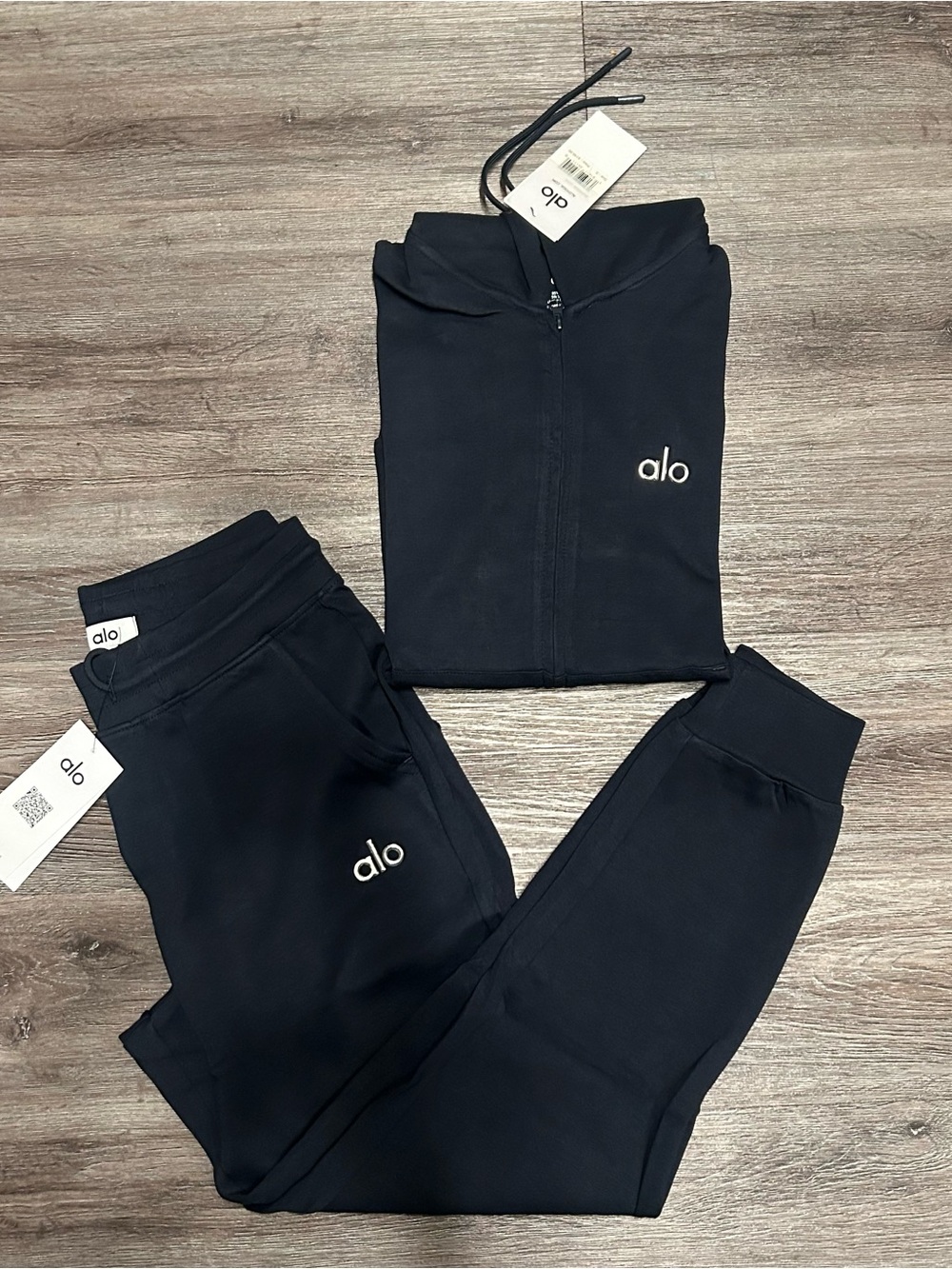 ALO Yoga dark blue Zip Hoodie and Joggers Set - Men